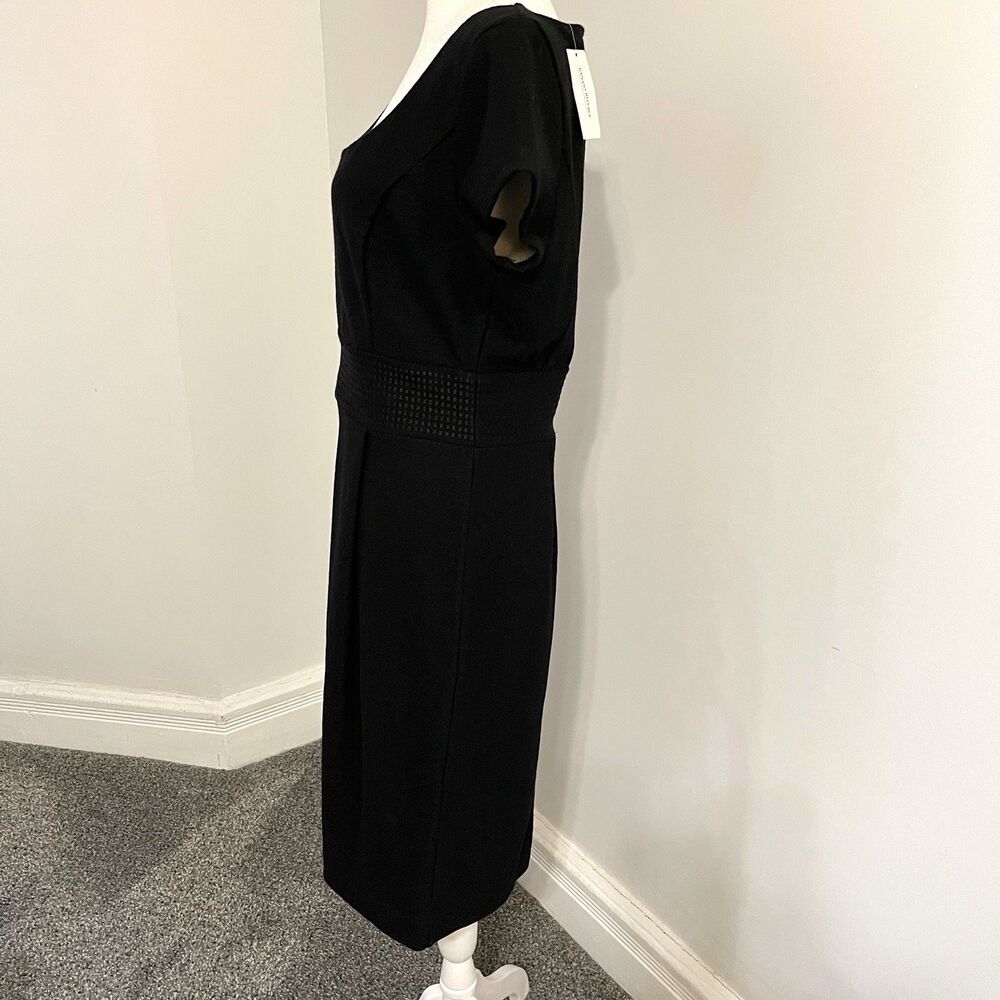 Banana Republic Little Black Wool Dress Sz 10 Embroidered Waist Lined NEW W Tags - Picture 3 of 14